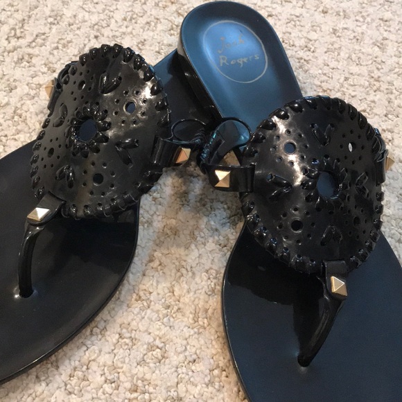 Jack Rogers Shoes - Jack Rogers Black Jelly Sandals EUC